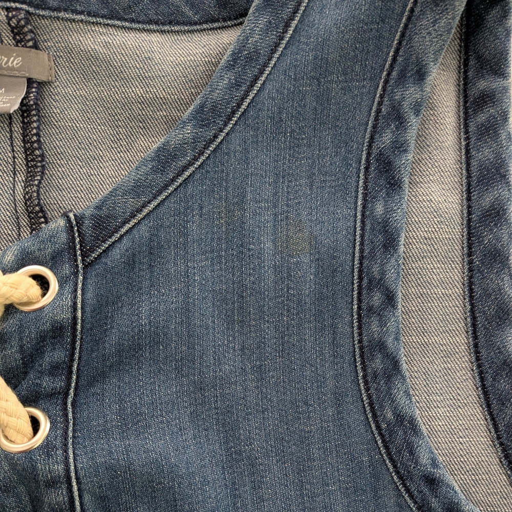 Aerie Denim Mini Dress with Lace-Up Detail - Picture 9 of 10